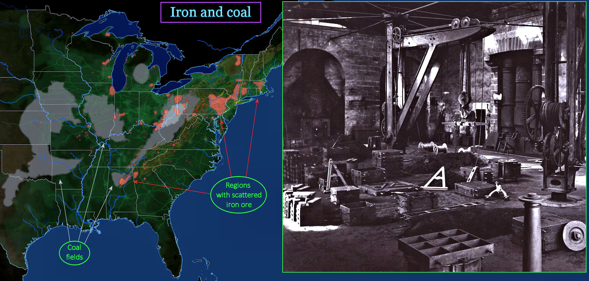 Iron and coal, 1870 map
